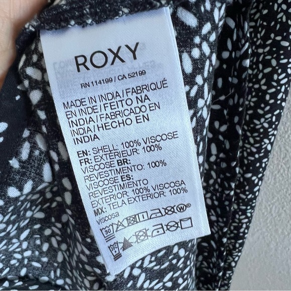 Roxy Black and White Boho Feminine Casual Dress Sweetheart Neckline Small - Picture 6 of 7